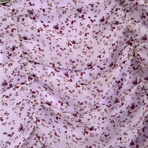 Lulu’s Sage the Label Delilah Lilac Floral Print Ruffled Mini Skirt Ruched Sz S - Picture 7 of 11